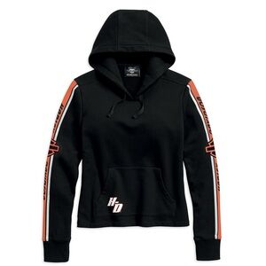 Harley-Davidson Women's Black Hoodie with Orange Stripes